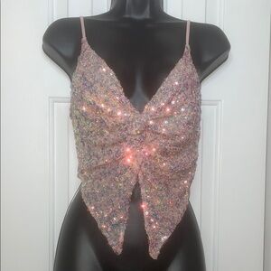 NWT Silence + Noise Pink Sequin Camisole